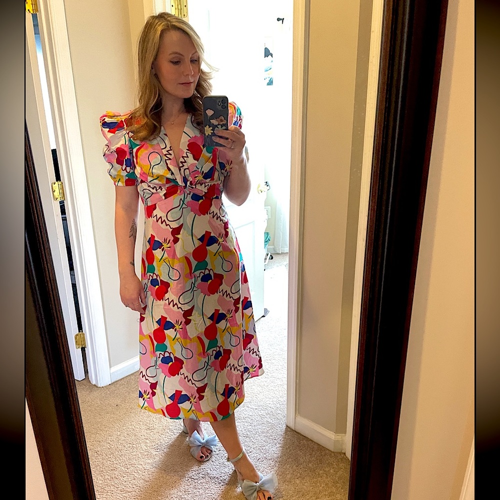 Glamorous Abstract Rainbow Midi Dress